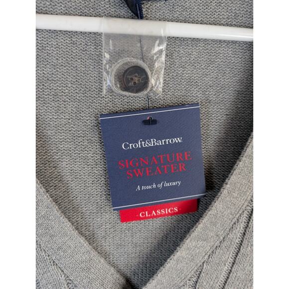 NEW Croft & Barrow Cardigan Mens Large Gray Signature Sweater Grandpa - Picture 10 of 16